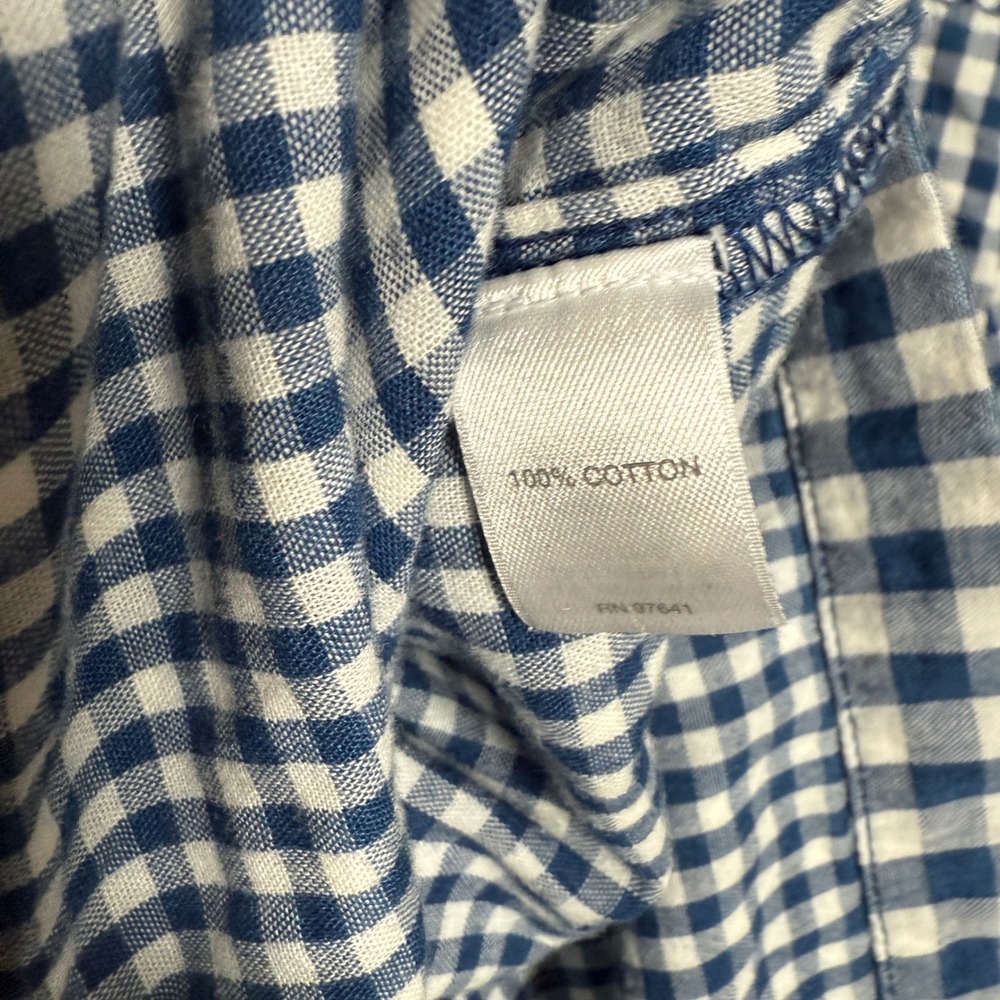 J.Jill Size‎ Large Top Blue Cotton Gingham Checkered Long Sleeves Picnic Casual - Picture 7 of 9